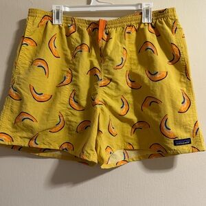 Patagonia Yellow and Orange Swim Trunks with Playful Design